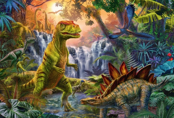 SCHMIDT Puzzle Dinosaure 4en1 dans une boîte en métal (60,60,100,100 pièces)