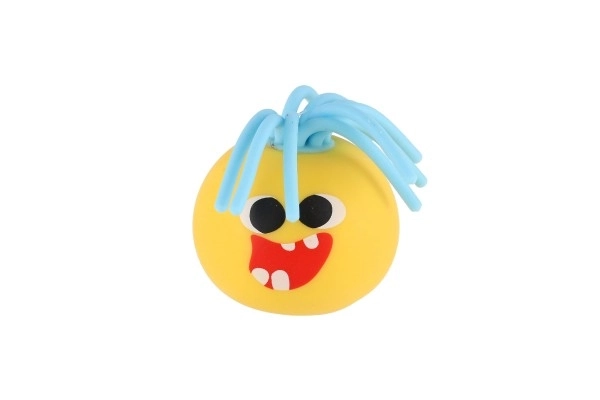 Balle avec visage et franges anti-stress pâte à modeler 6cm 4 couleurs