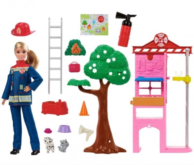 Poupée Barbie pompière avec accessoires