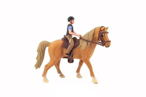 Cheval + jockey plastique 15cm dans boîte 20x16x5,5cm