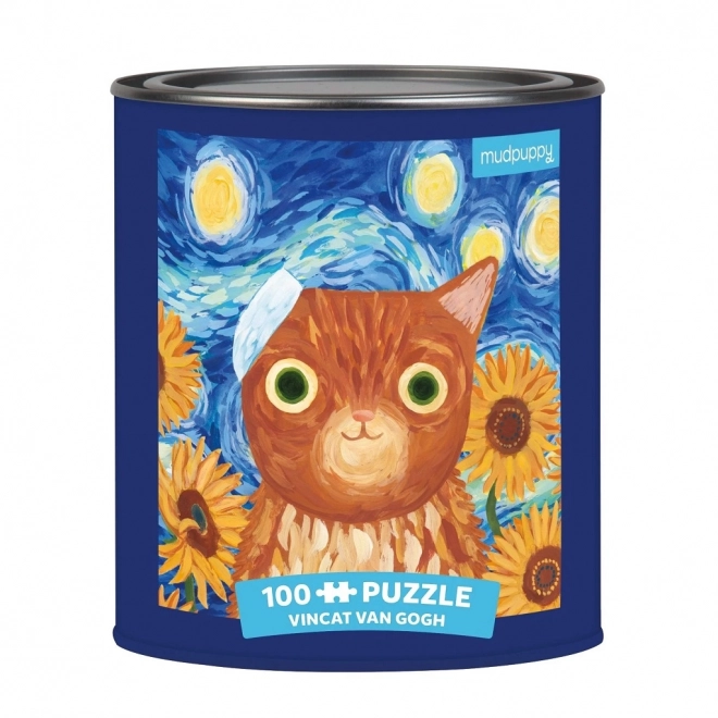 Puzzle Vincent van Gogh chats artistiques 100 pièces en boîte métallique