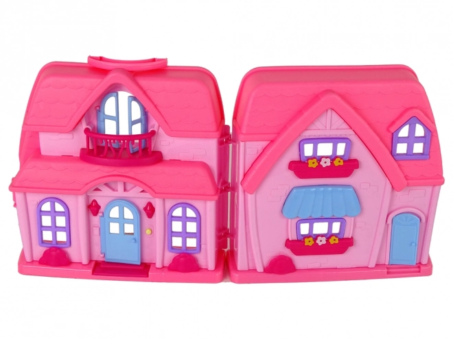 Maison Villa ensemble avec éclairage en plastique rose