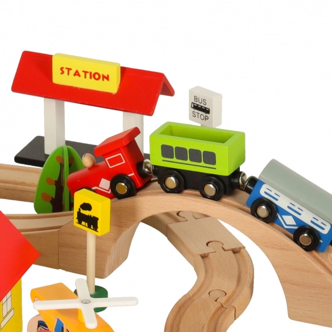 Ensemble de train en bois pour enfants 69 pièces