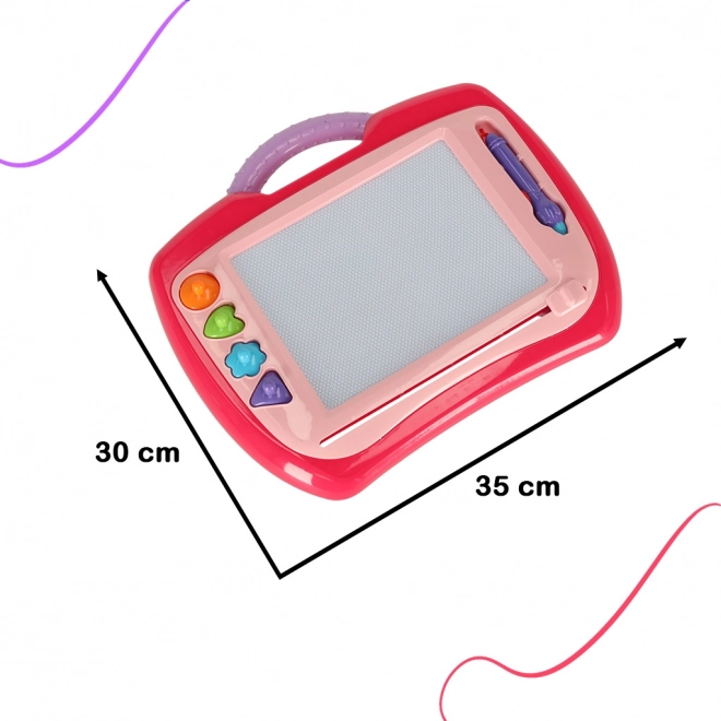 Tableau magnétique de dessin pour enfants avec tampons rose XL