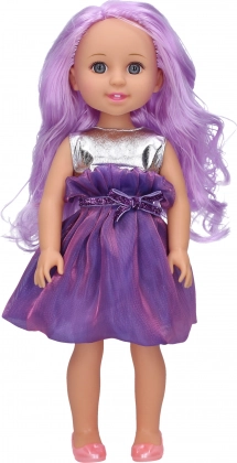 Poupée violette 35 cm avec brosse