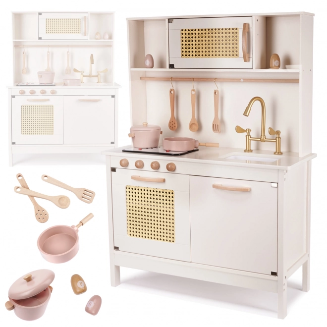 Cuisine rétro en bois pour enfants avec accessoires Boho