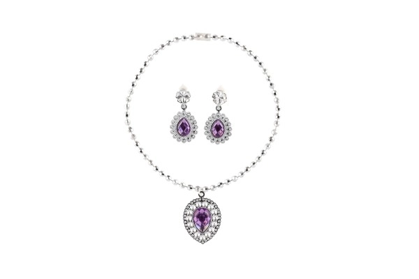 Set beauté plastique couronne, collier, boucles d'oreilles sur carte 20x28cm