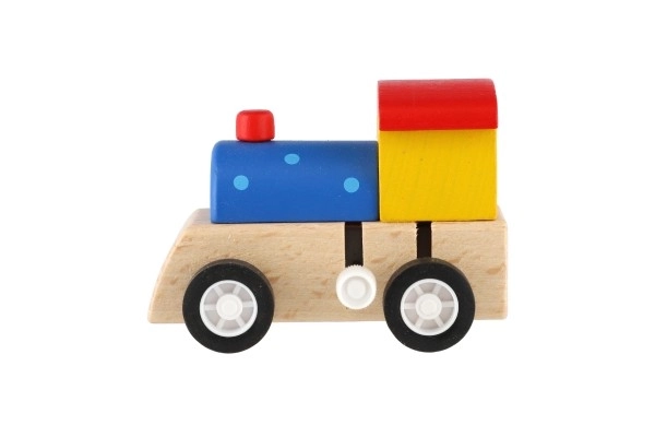 Petit train à clé en bois 7cm ass. 3 couleurs