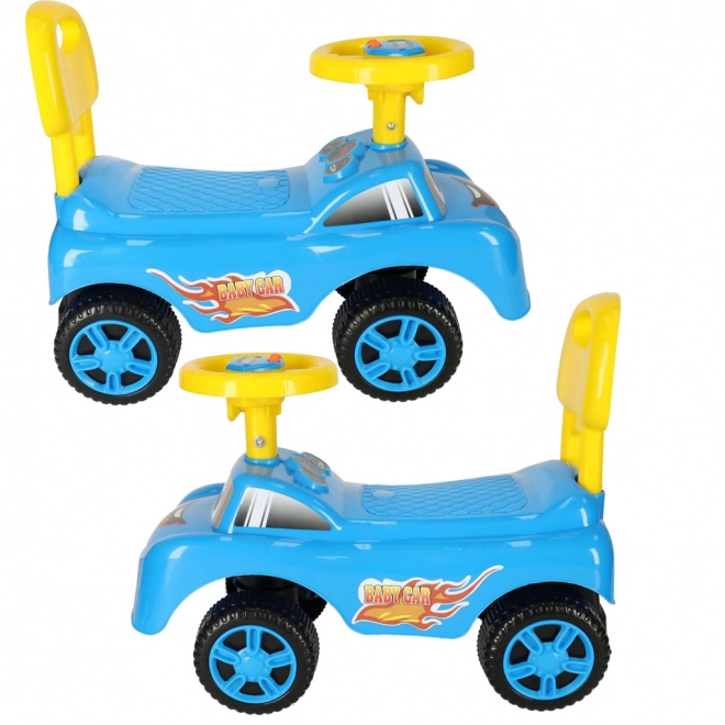 Voiture trotteur souriante avec klaxon bleu