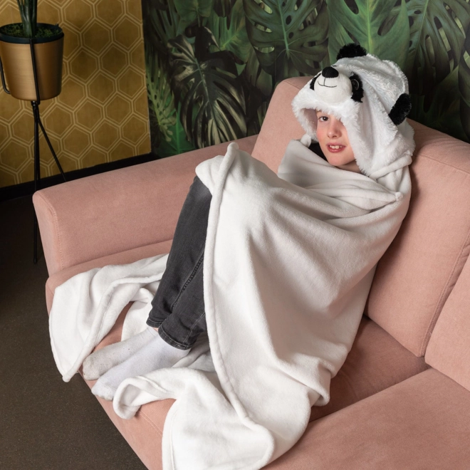 Cozy Noxxiez BL823 Panda - couverture chauffante à capuche avec motif animal et poches pattes