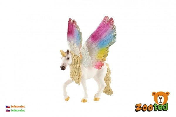 Licorne avec des ailes arc-en-ciel plastique zooted 13cm en sac
