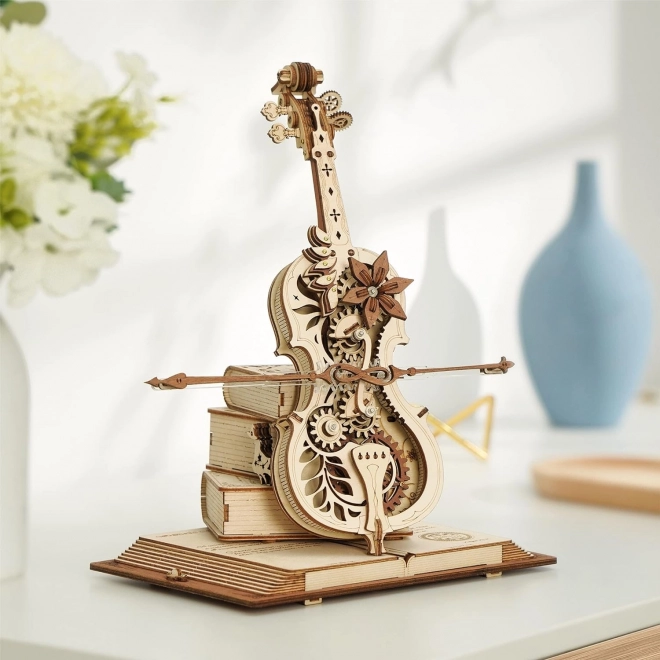Casse-tête mécanique en bois RoboTime Violoncelle Magique (moteur électrique)