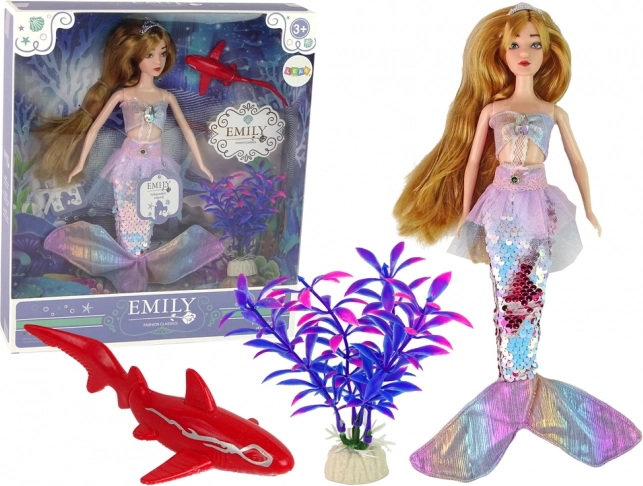 Poupée Emily sirène avec accessoires rose