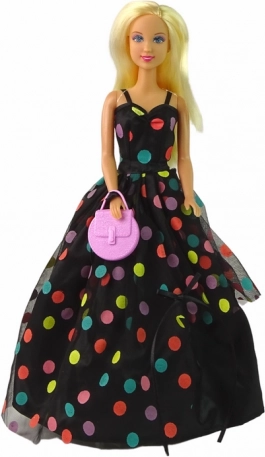 Robe élégante à pois et accessoires tendance