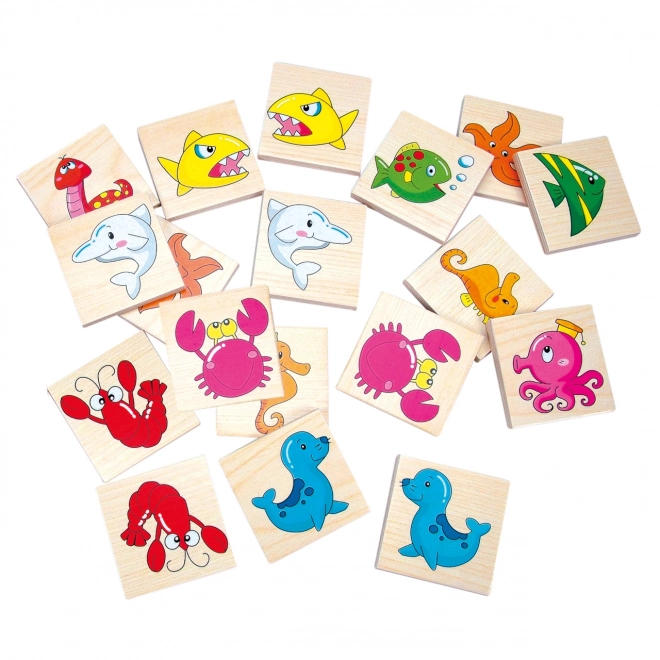 Bino Jeux en bois pexeso monde aquatique