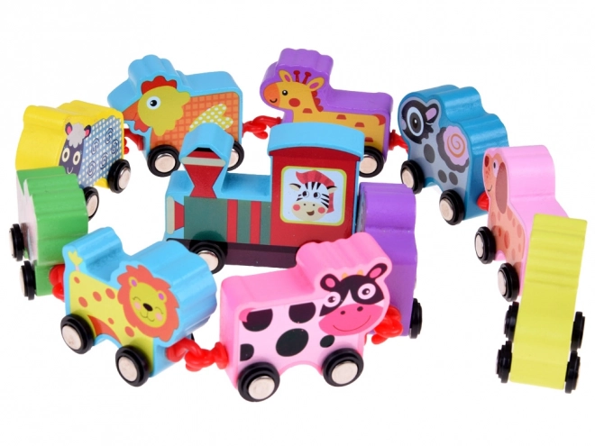 Blocs en bois animaux locomotive train 11 pièces ZA3600