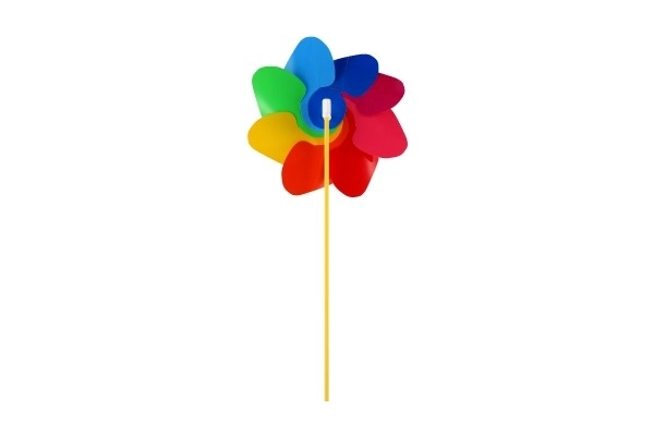 Moulin à vent diamètre 22cm plastique couleur arc-en-ciel 47cm