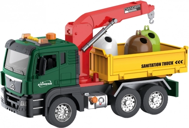 Camion-benne de Woopie avec grue pour le tri des déchets - échelle 1:10