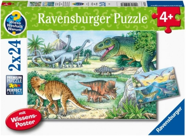 Puzzle Monde des dinosaures 2x24 pièces de Ravensburger