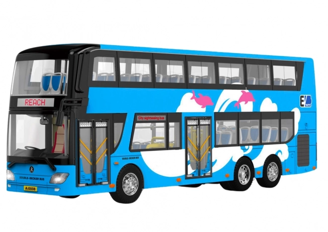 Autobus touristique à deux niveaux bleu 1:42