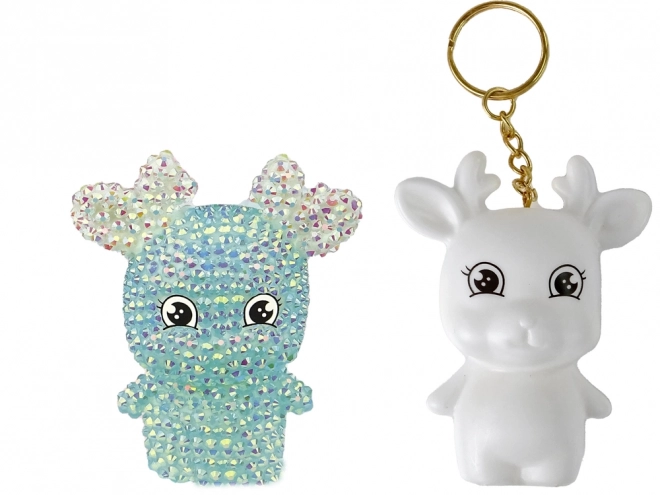 Kit Créatif DIY Porte-clés Renne Cristal Diamant 3D Bleu