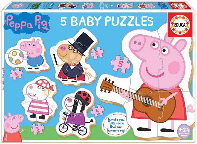 Puzzle Educa Peppa Pig pour enfants 2+, 5 en 1