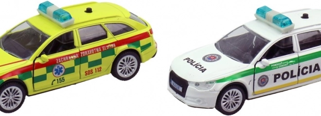 Voiture de secours et police à rétro-friction
