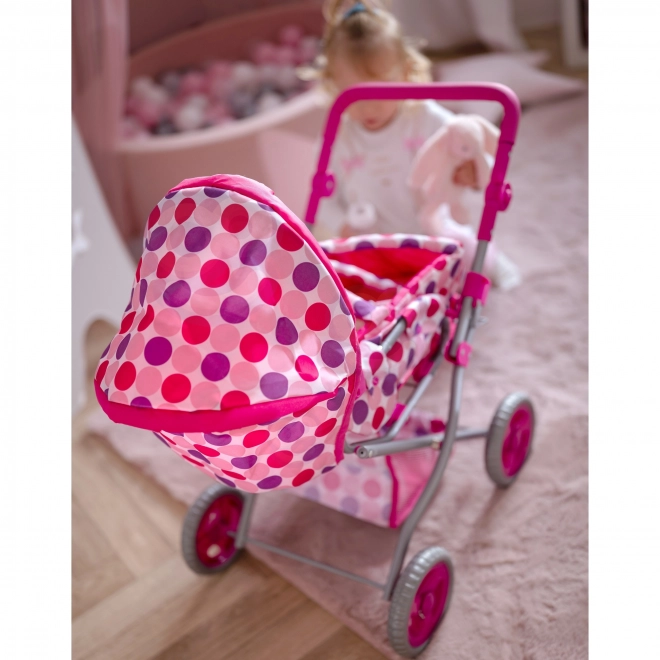 poussette pour poupées 3-en-1 rose avec pois