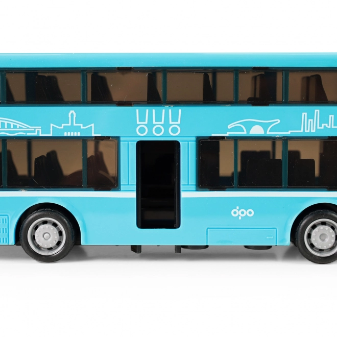 Jouet bus à deux étages bleu 20 cm