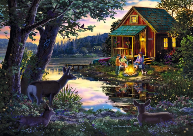 Wooden City Puzzle en bois Soirée dans la maison au bord du lac 2 en 1, 505 pièces EKO