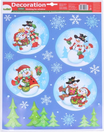 Décoration de fenêtre boules 41 × 29 cm Noël