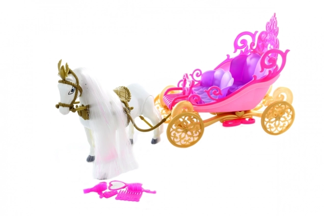 Carrosse avec cheval pour poupées à piles