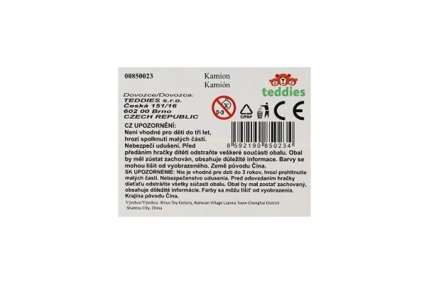 Camion avec remorque métal/plastique 20cm à mouvement libre assortiment de types en boîte plastique 20x5x3cm