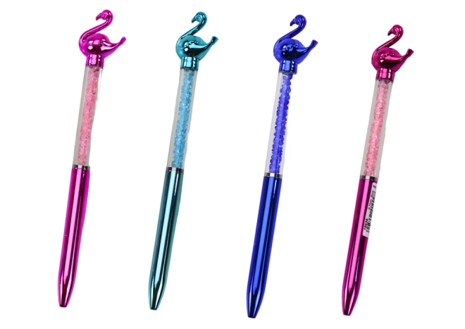 Stylo à bille avec pointe bleue Flamingo Diamonds 0,7 mm Mix