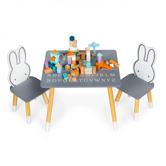 Table et chaise enfants avec motif lapin, ensemble de meubles Ecotoys