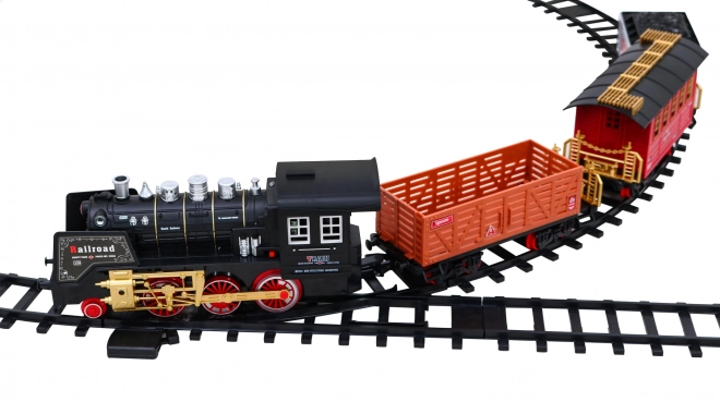 Train télécommandé avec rails pour enfants 3+ Fonction fumée + sons Lumières