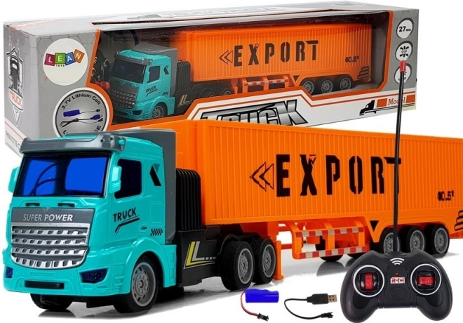 Camion RC 1:48 avec conteneur, 27 MHz, orange