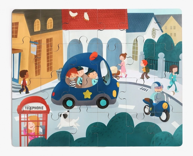 TOP BRIGHT Puzzle en bois avec jouet : Voiture de police 24 pièces