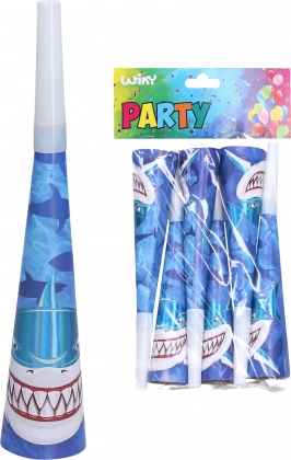 Cornets de fête requin 20 cm, 6 pcs