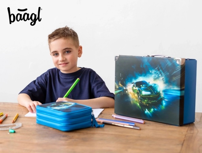 BAAGL Valise scolaire pliable Voiture de course avec ferrures