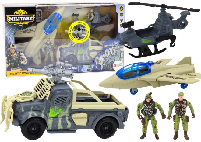 Ensemble militaire pour enfants avec véhicules de combat et avions