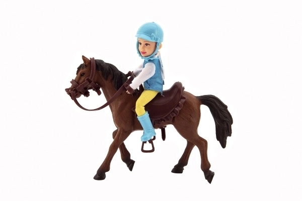 Cheval + poupée/poupon jockey plastique 20cm dans boîte 23x23x9,5cm