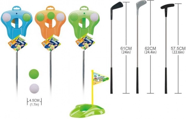 Set de golf avec clubs, balles et trou