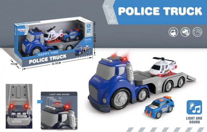 Woopie Remorque de Police Bleue City Truck avec Effets Sonores et Lumineux