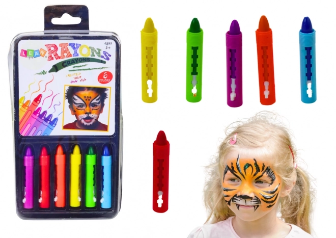 Ensemble de crayons de couleur pour peinture sur visage 6 pièces