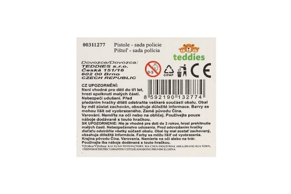 Fusil/carabine +menottes+balles à succion plastique 50cm sur carte