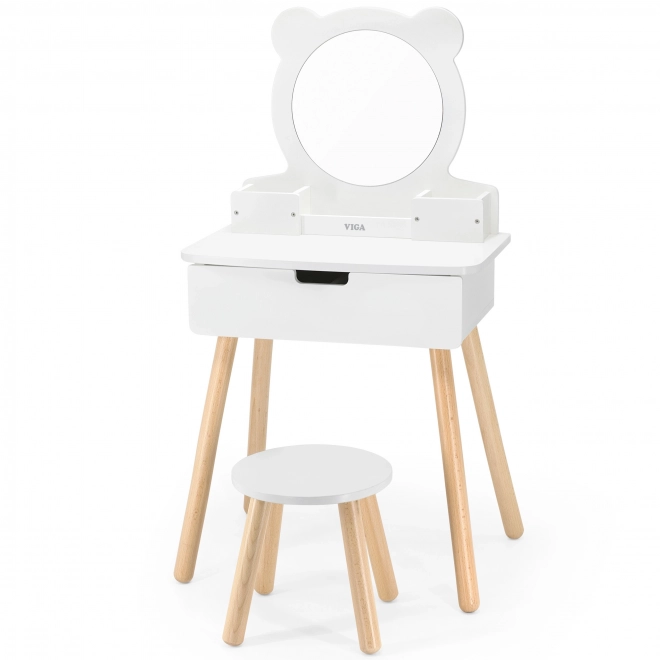 Coiffeuse d'enfants VIGA avec miroir ours et tabouret