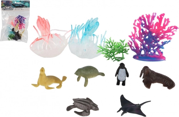 Ensemble d’animaux marins et de coraux