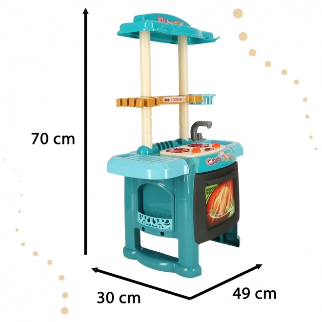 Cuisine amusante pour enfants avec four, brûleurs, sons et lumières