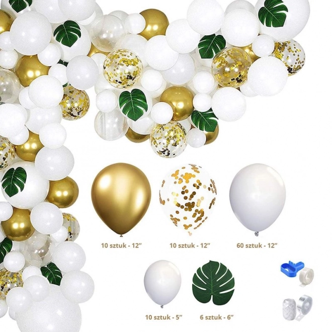 Guirlande de ballons dorée et blanche - 90 pièces